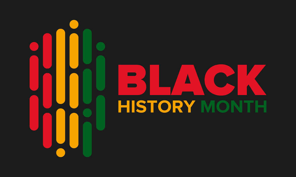 Black History Month with elements in the background